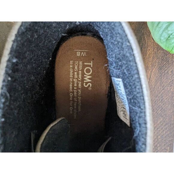 Toms Desert Wedge Gunmetal Metallic Lace-up Booties - Size 8 - Picture 7 of 8